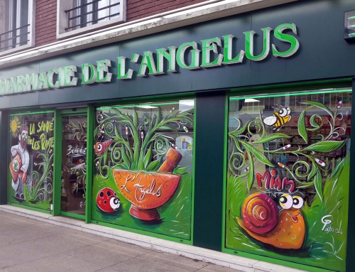 Peinture sur vitrine pharmacie