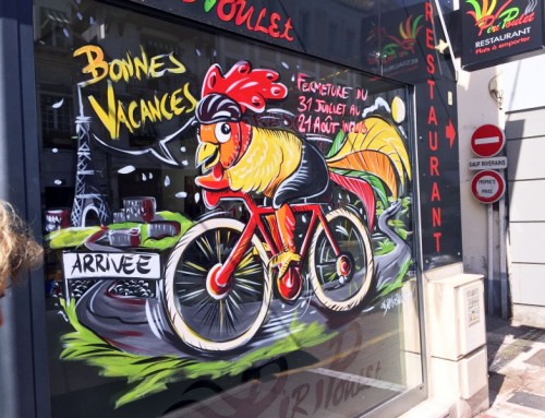 Peinture sur vitrine Tour de france