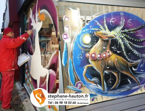 Peinture sur vitrine de Noël en  2022