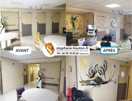 Peinture artistique en décoration murale dans un ephad