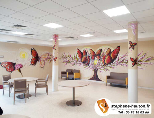 Décoration en peinture artistique murale dans un ephad